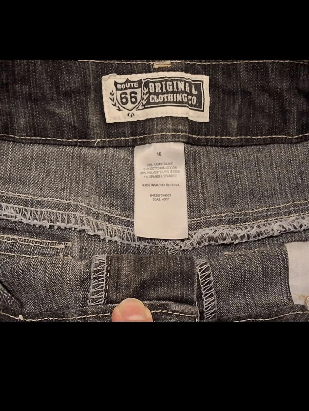 Vintage Y2K Route 66 Denim Skirt Raw Hem Pink & White Rhinestones Girls Size 16
